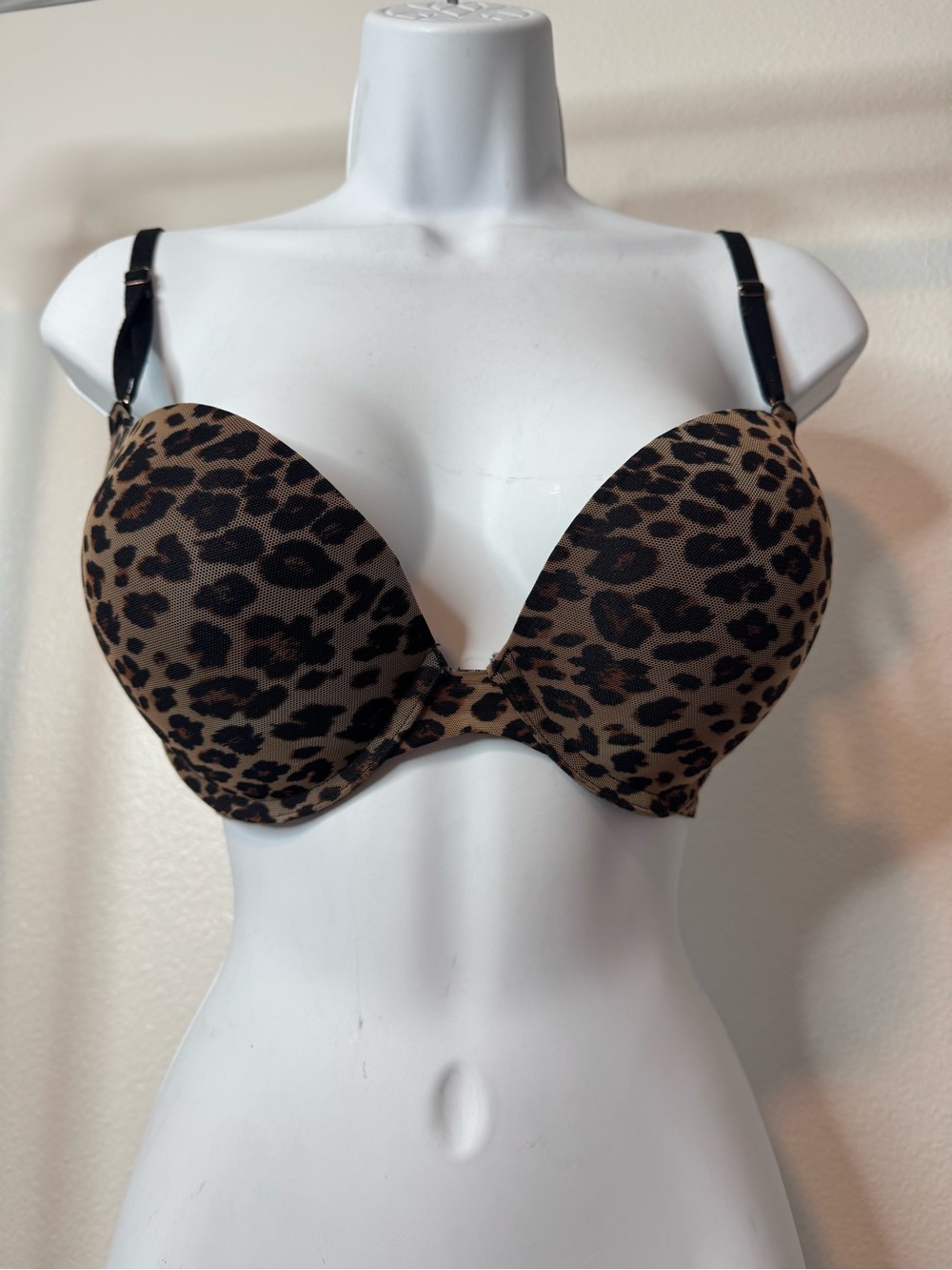 Secret Treasures Leopard Print Push-Up Bra Brown Black 34C Animal Print Padded
